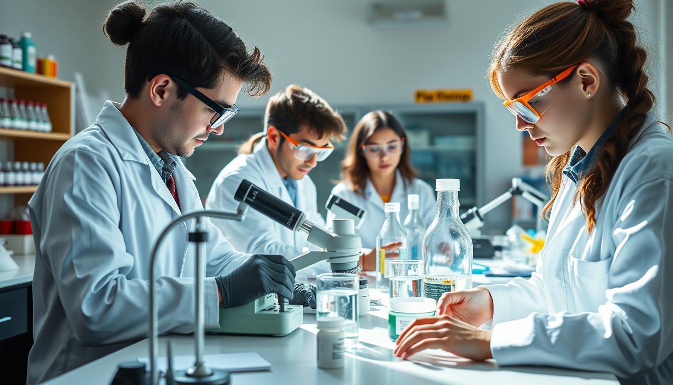 Students working in research laboratory