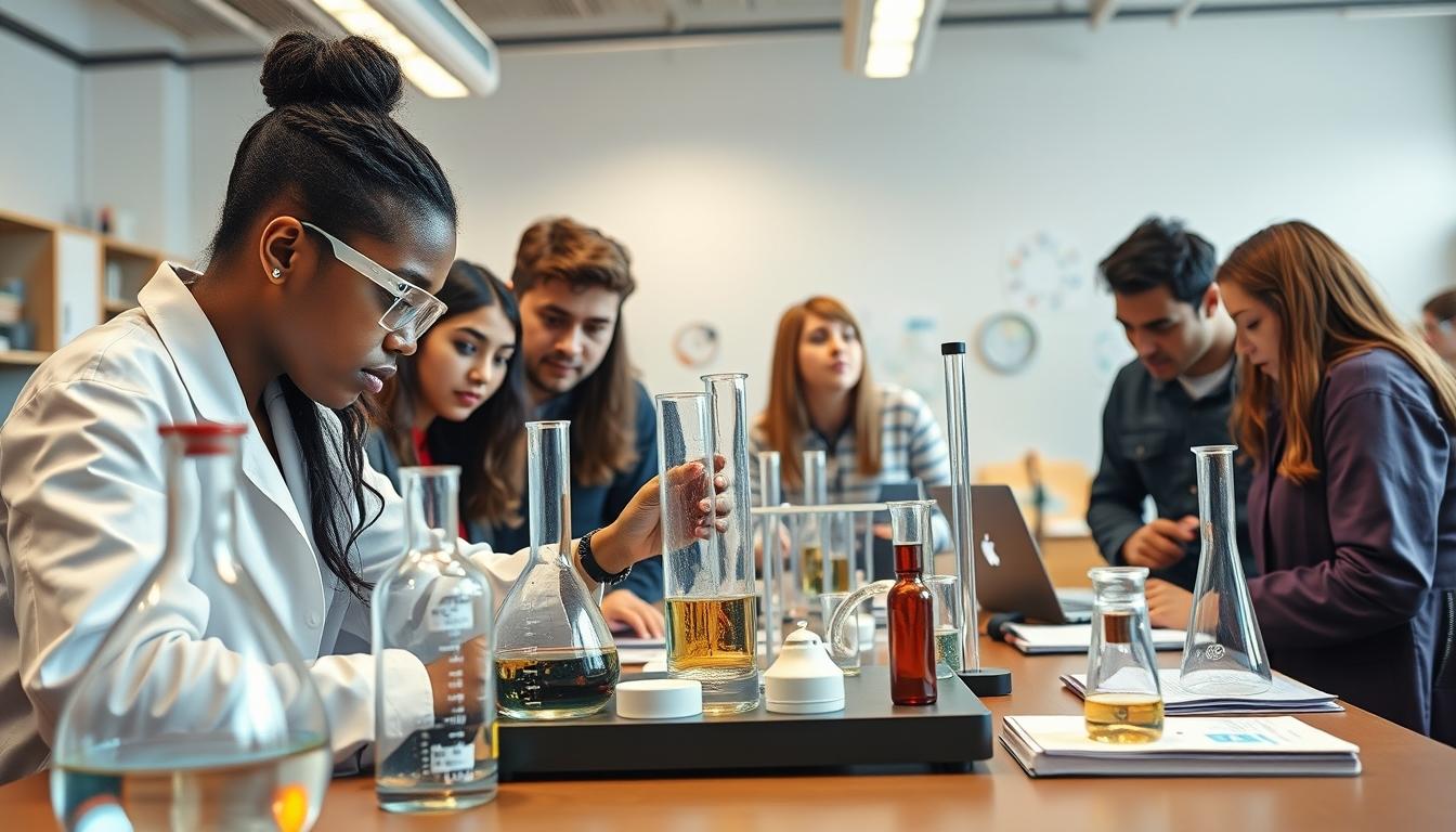 Student using a study guide to organize academic notes